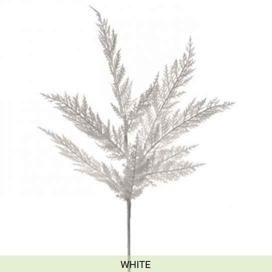 24" Winter Snowy Cedar Spray White