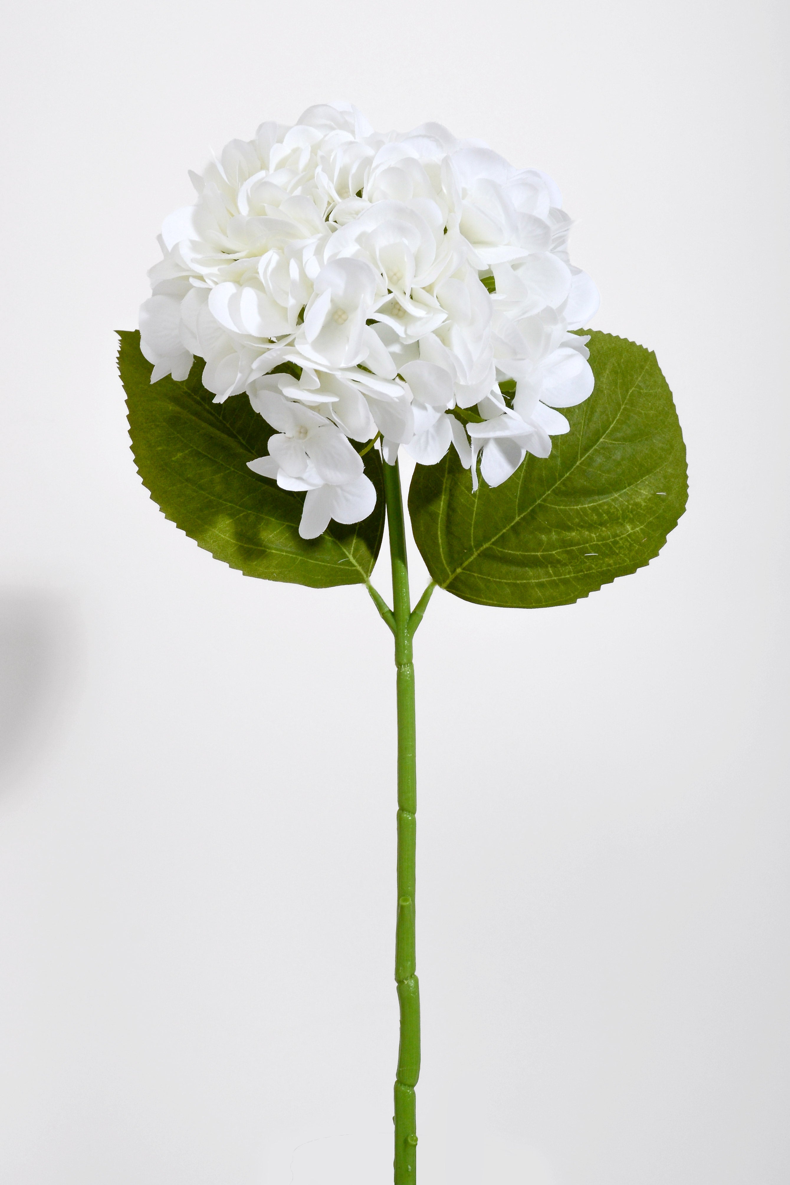 18.5" Silk Hydrangea Stem W/2 leaves White