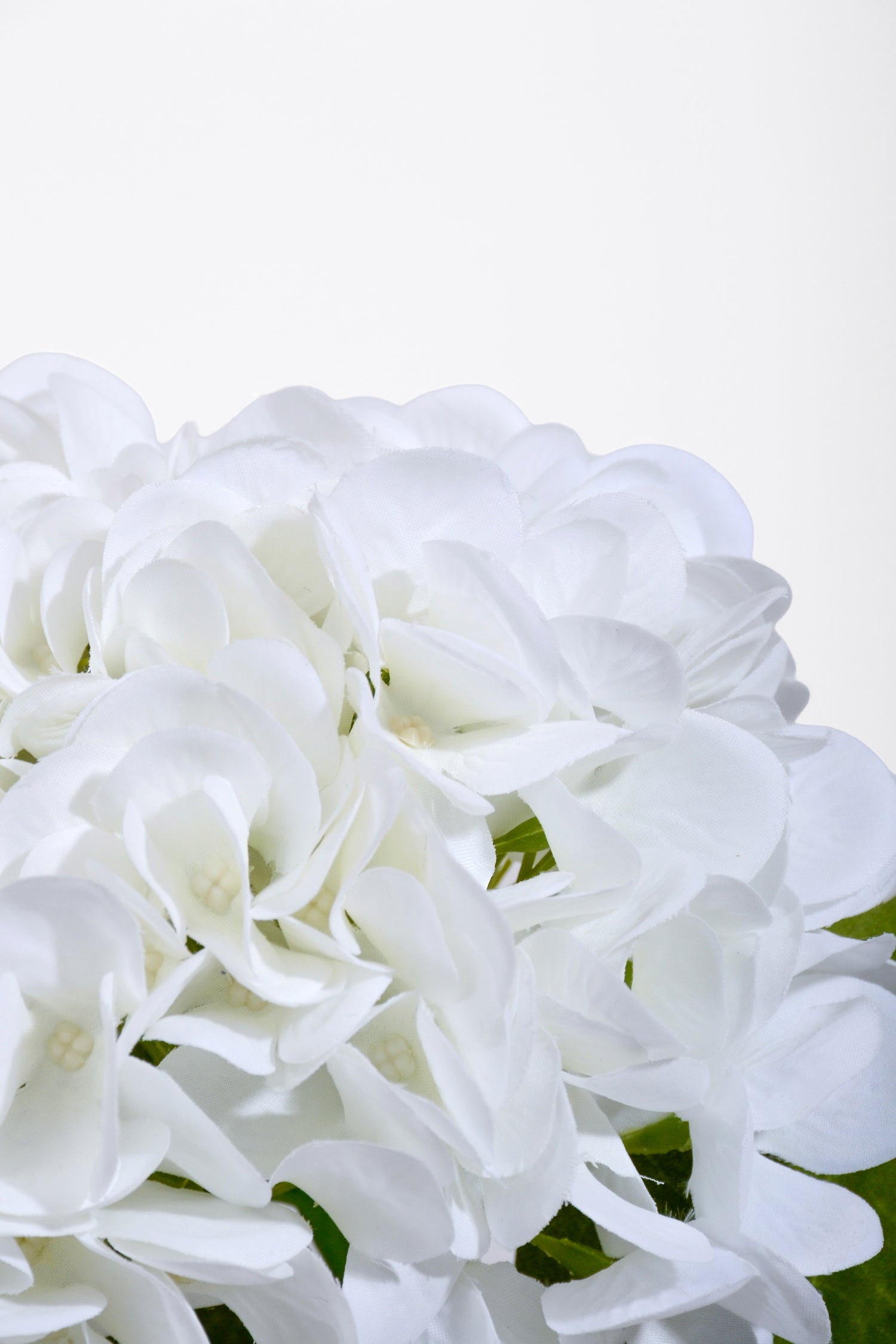 18.5" Silk Hydrangea Stem W/2 leaves White