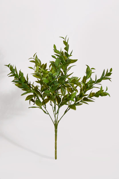 14" Uv Artificial Ruscus Bush Green