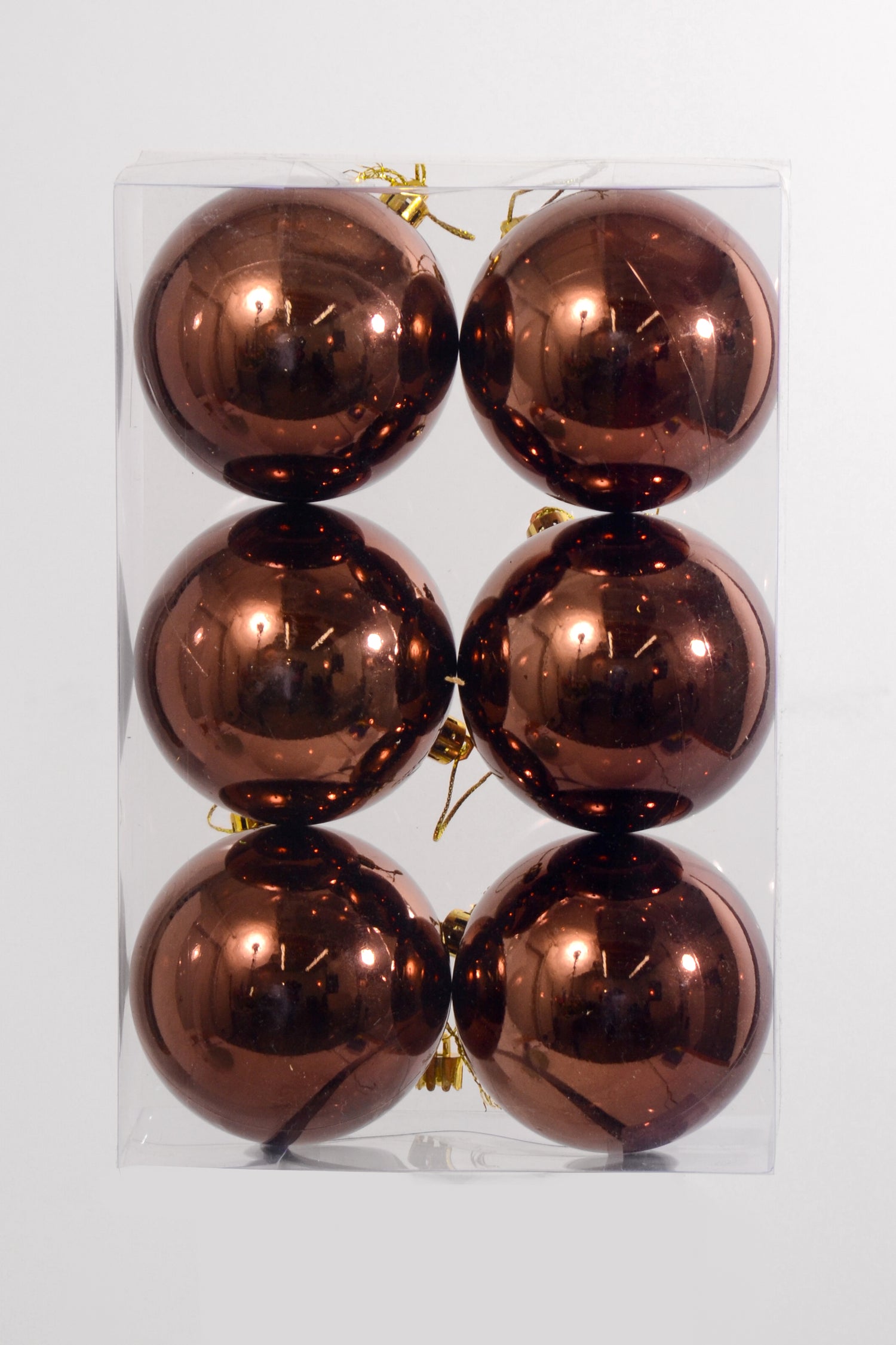 80mm Shiny Plastic Ball Brown Box/6