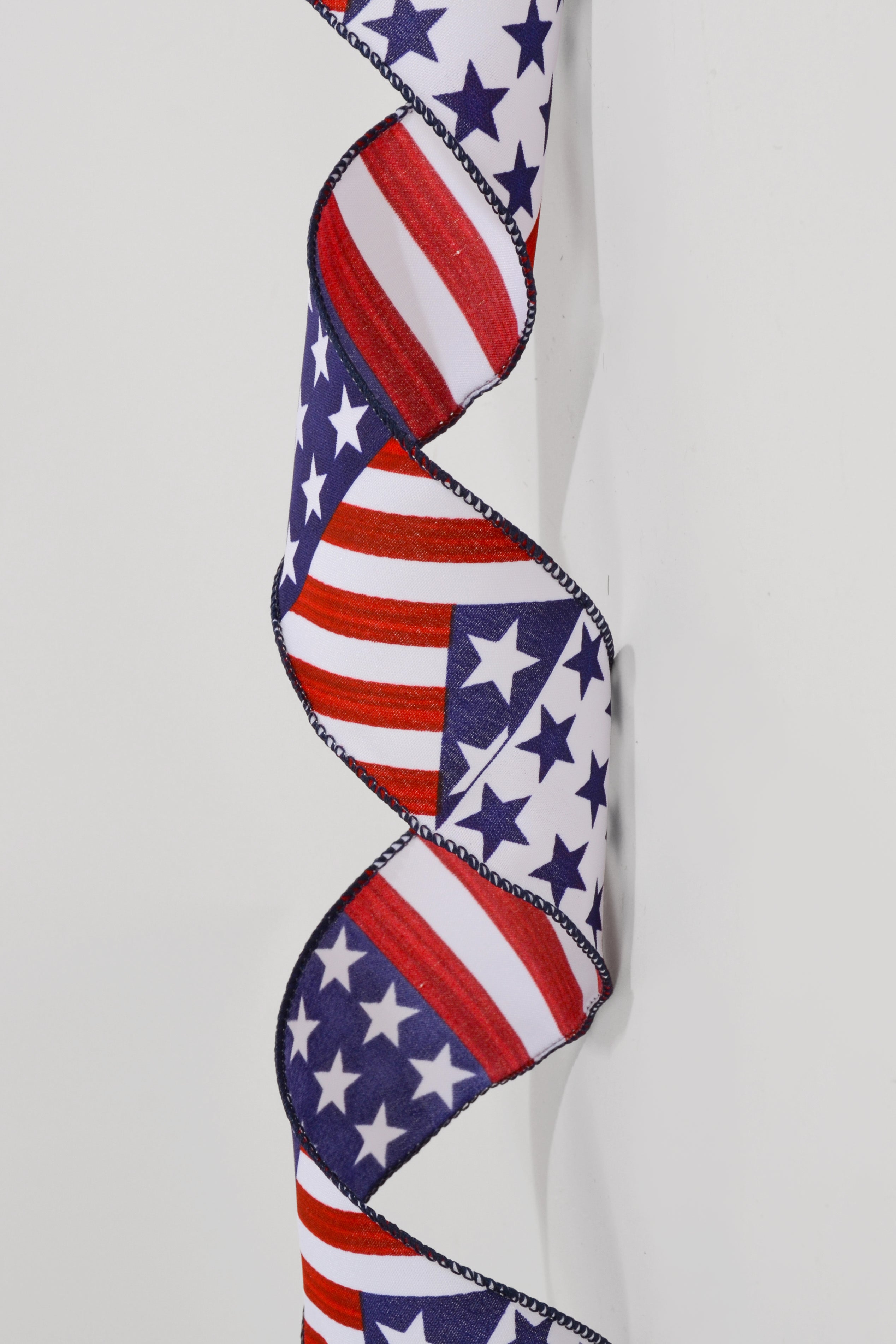 2.5" X 10yds Satin Painted Stars and Stripes White