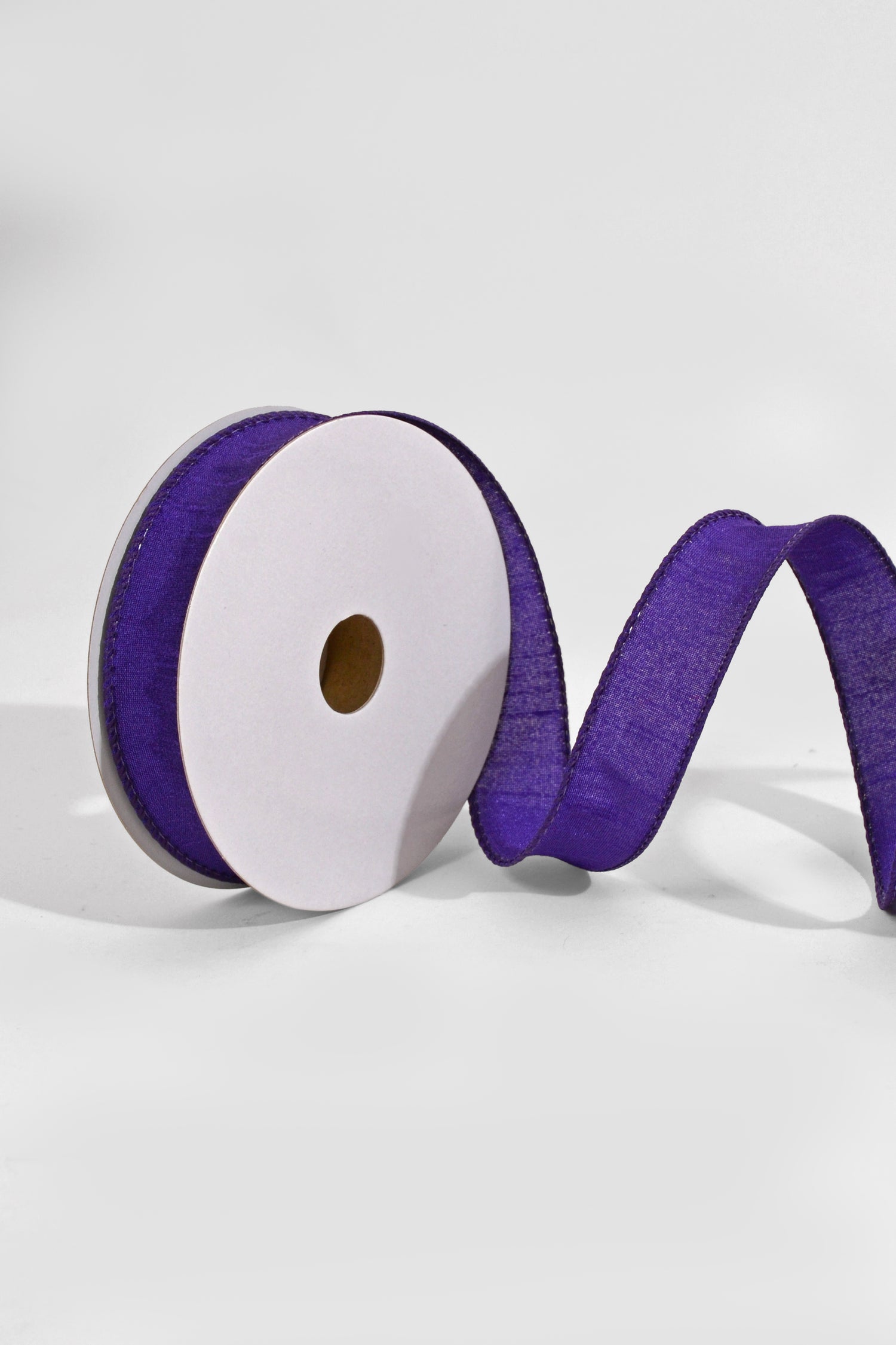 7/8" X 10Yds Wired Faux Dupion Ribbon Purple