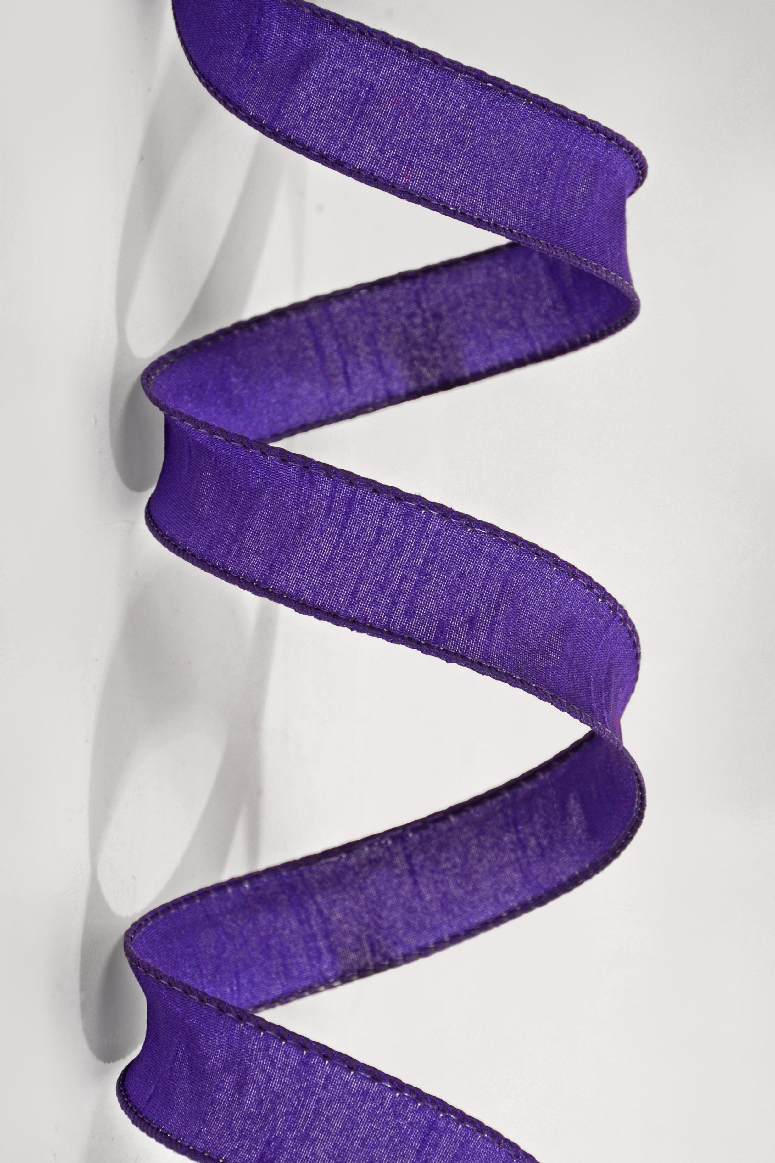7/8" X 10Yds Wired Faux Dupion Ribbon Purple