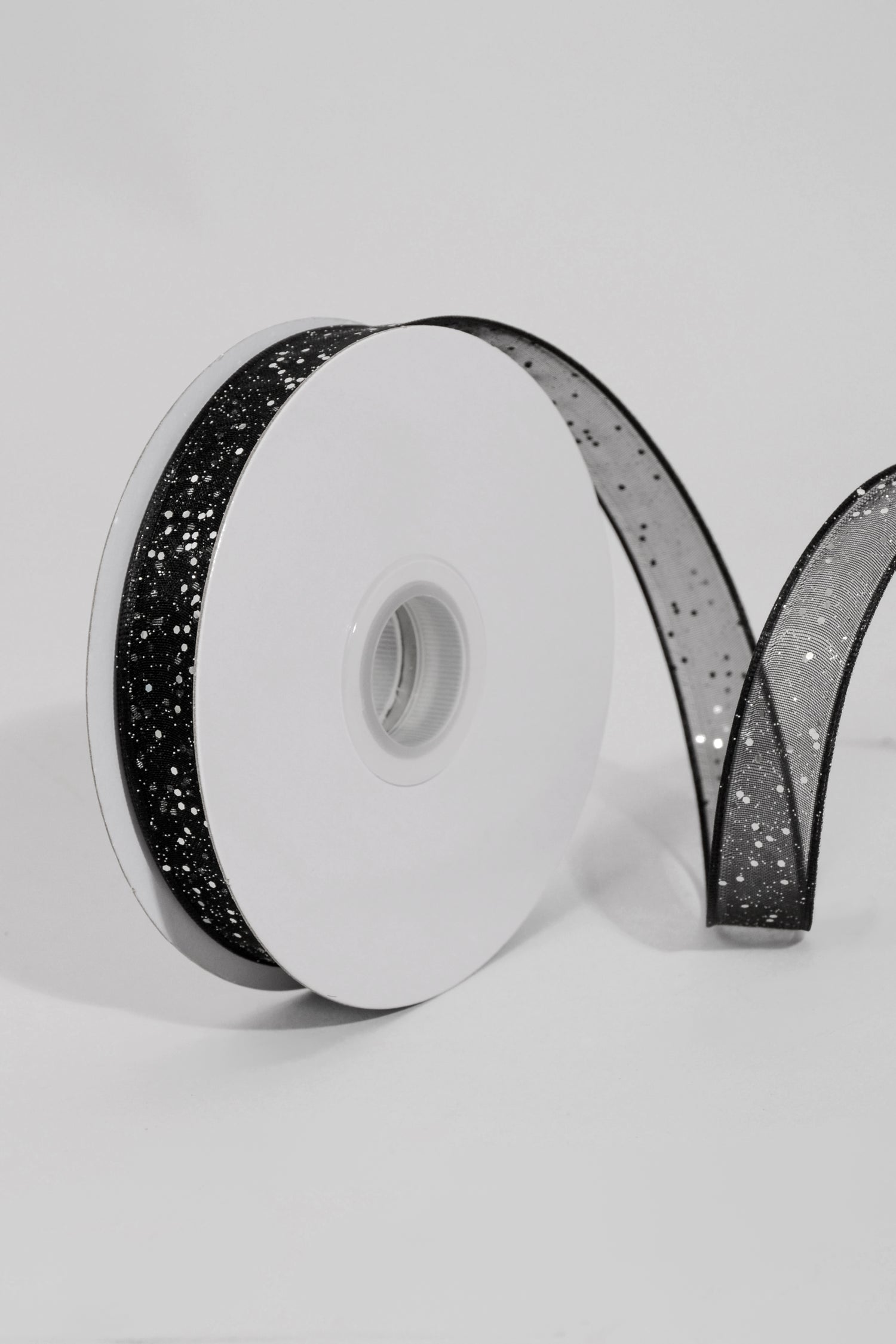 5/8" X 25Yd Wired Sparkle Sheer Ribbon Black/Silver