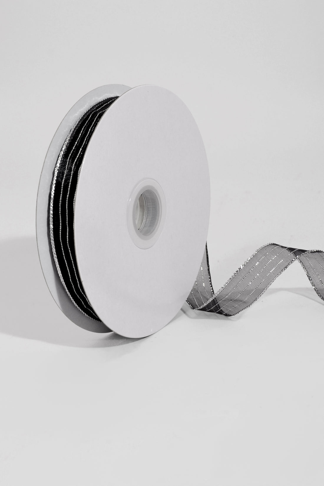 5/8" X 50Yds Metallic Pinstripe Sheer Ribbon Black/Silver