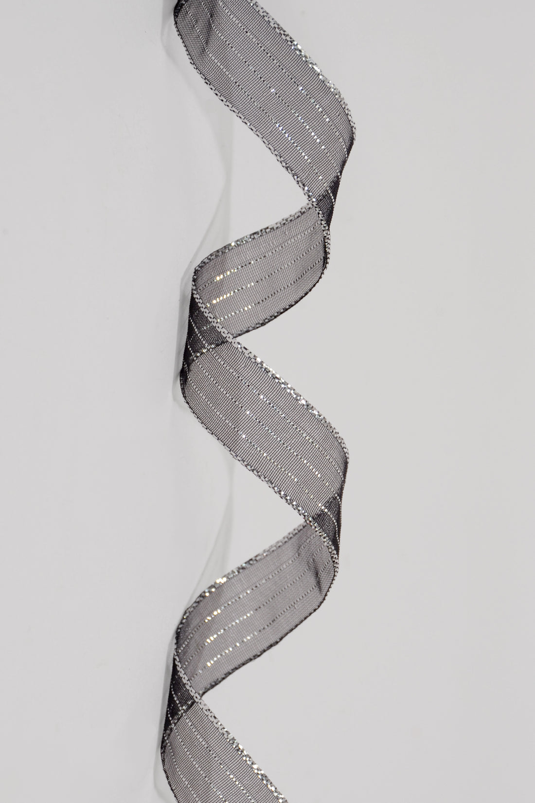5/8" X 50Yds Metallic Pinstripe Sheer Ribbon Black/Silver