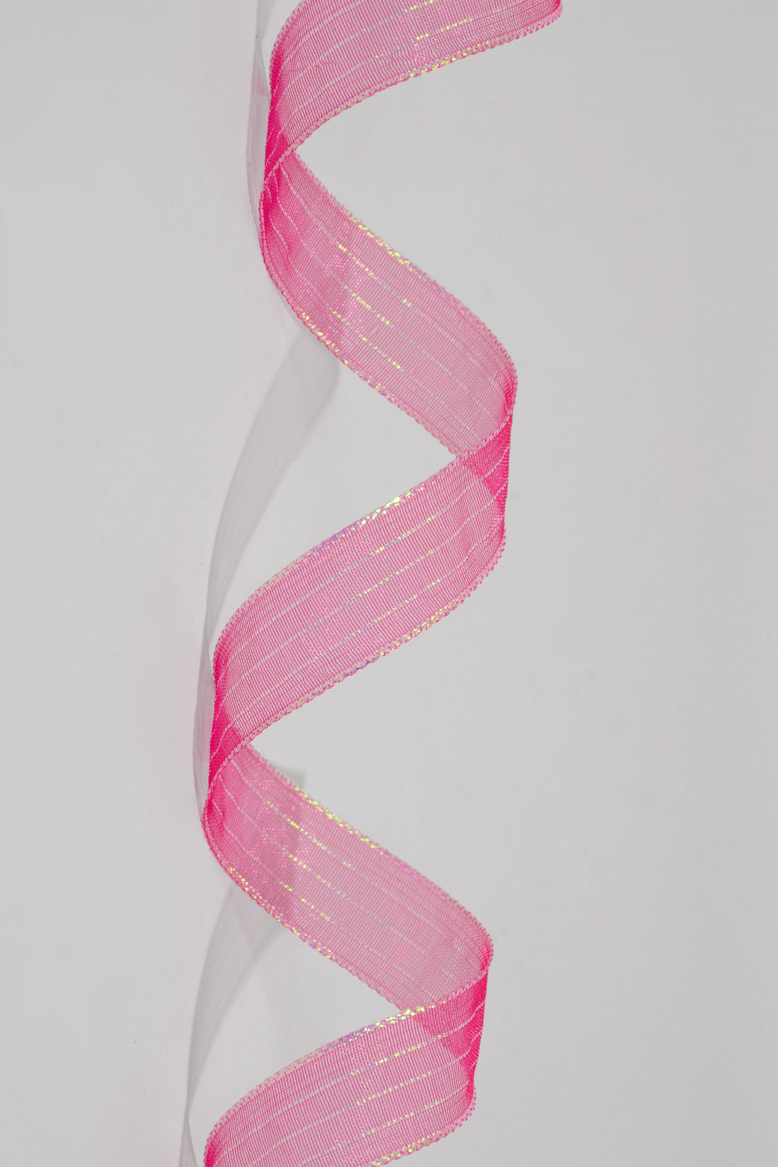 5/8" X 50Yds Metallic Pinstripe Sheer Ribbon Fuchsia/Iridescent