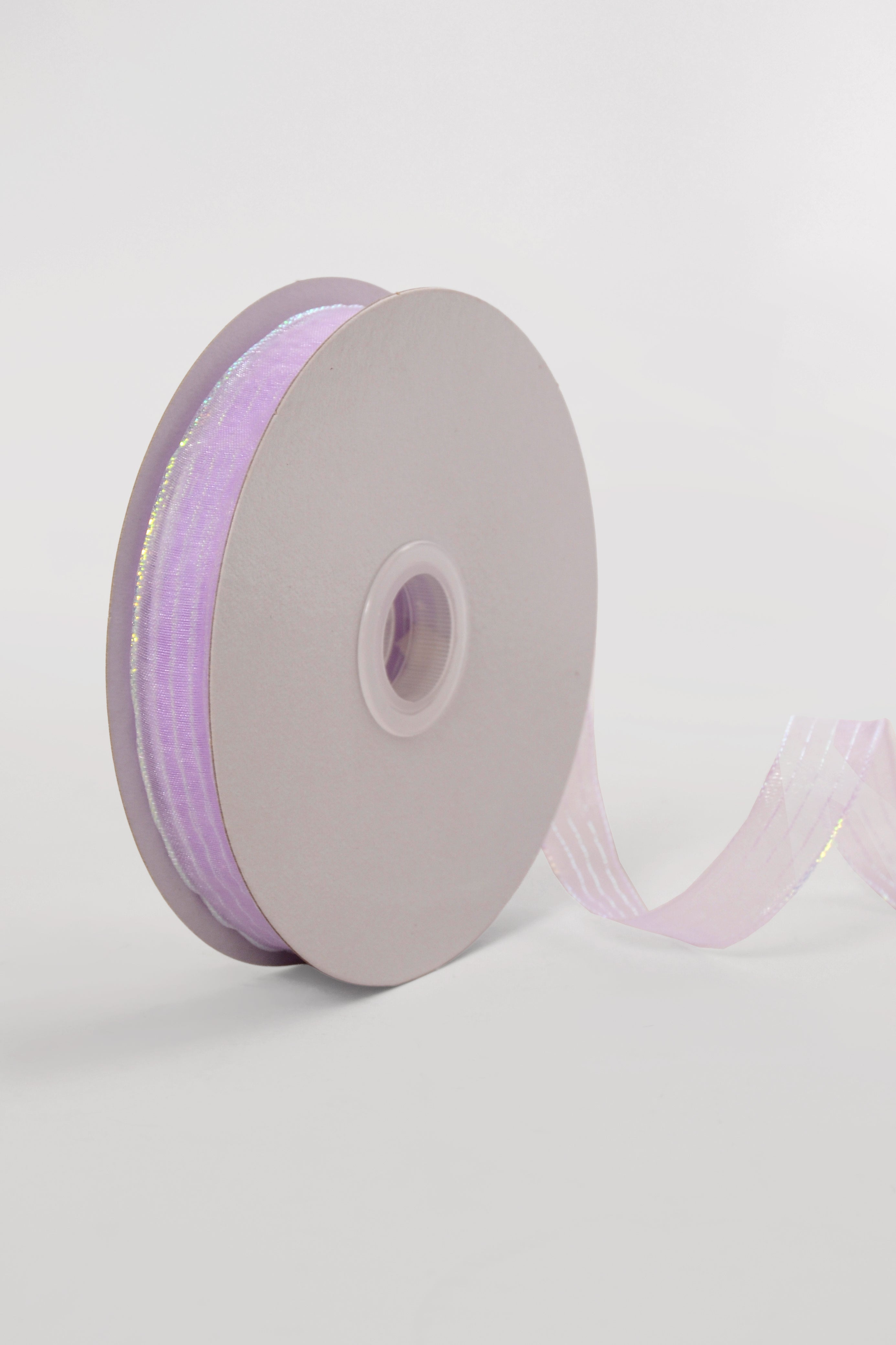5/8" X 50Yds Metallic Pinstripe Sheer Ribbon Lavender/Iridescent