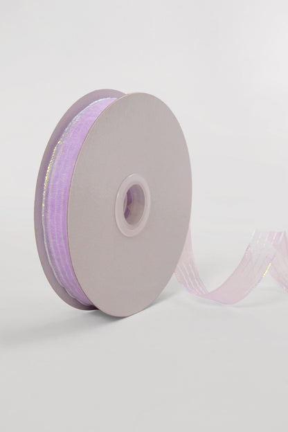 5/8" X 50Yds Metallic Pinstripe Sheer Ribbon Lavender/Iridescent