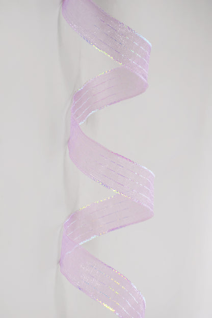 5/8" X 50Yds Metallic Pinstripe Sheer Ribbon Lavender/Iridescent