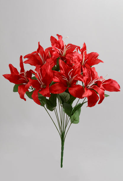 19" Silk Tiger Lily Bush Red