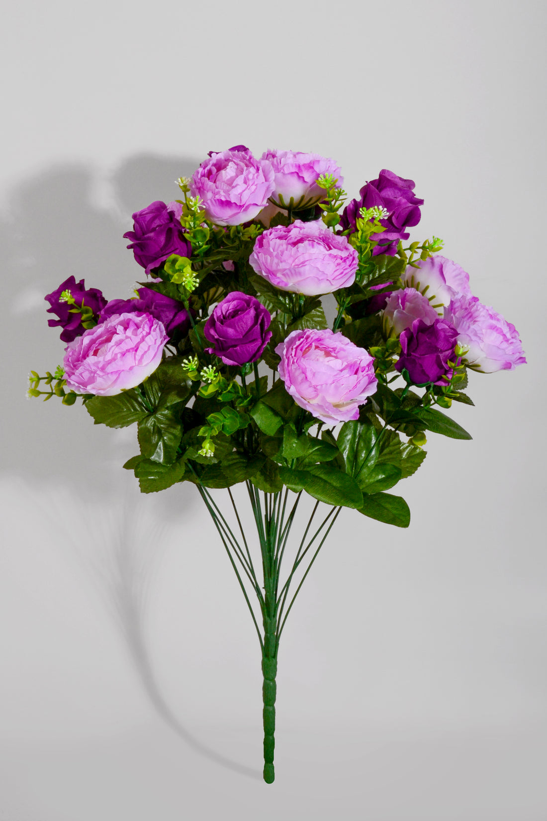 23" Silk Peony/Roses Bush Purple/Lavender