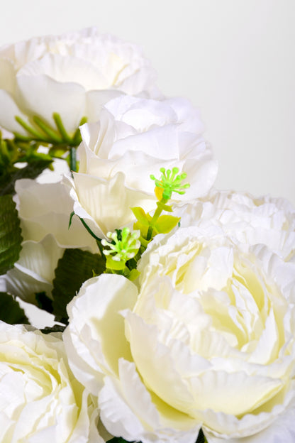 23" Silk Peony/Roses Bush Cream