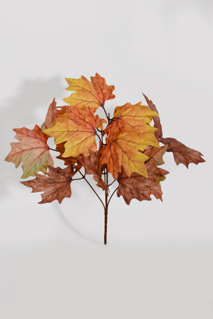 13" Artificial Maple Bush Yellow/Brown