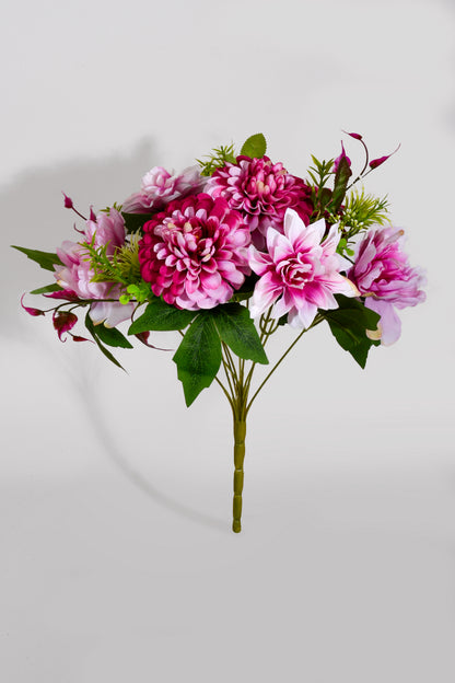 17" Silk Dahlia/Peony Bush Cerise/Two Tone
