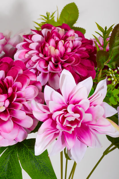 17" Silk Dahlia/Peony Bush Cerise/Two Tone