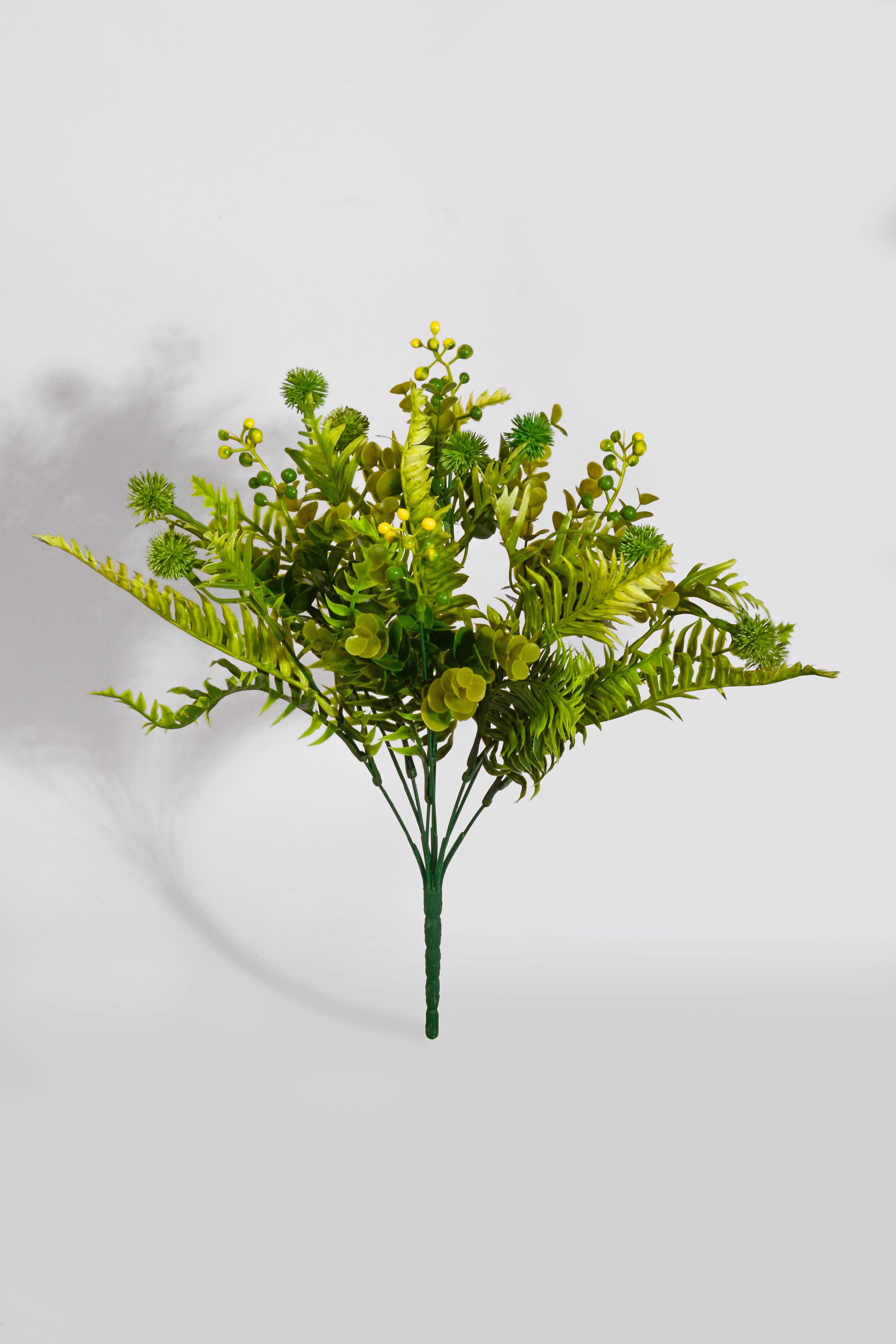 18" Plastic Fern Berry Bush Green