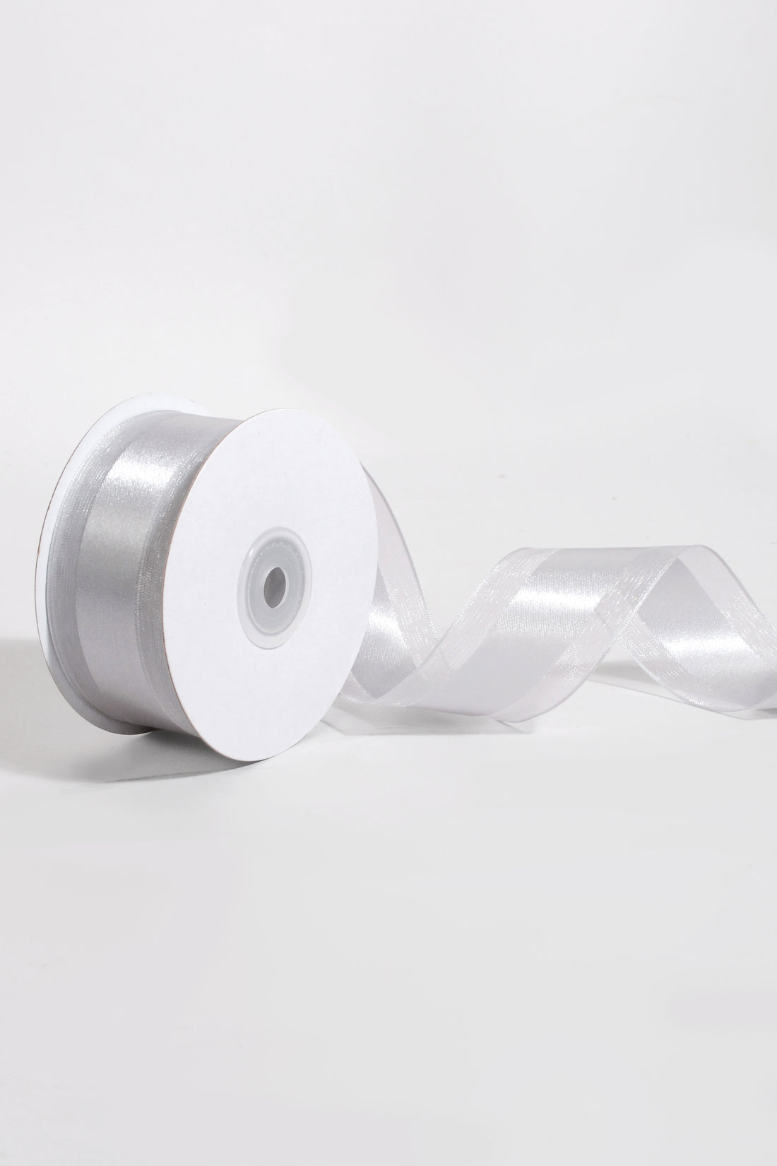 1.5 X 25Yds Organza W/Satin Middle Silver