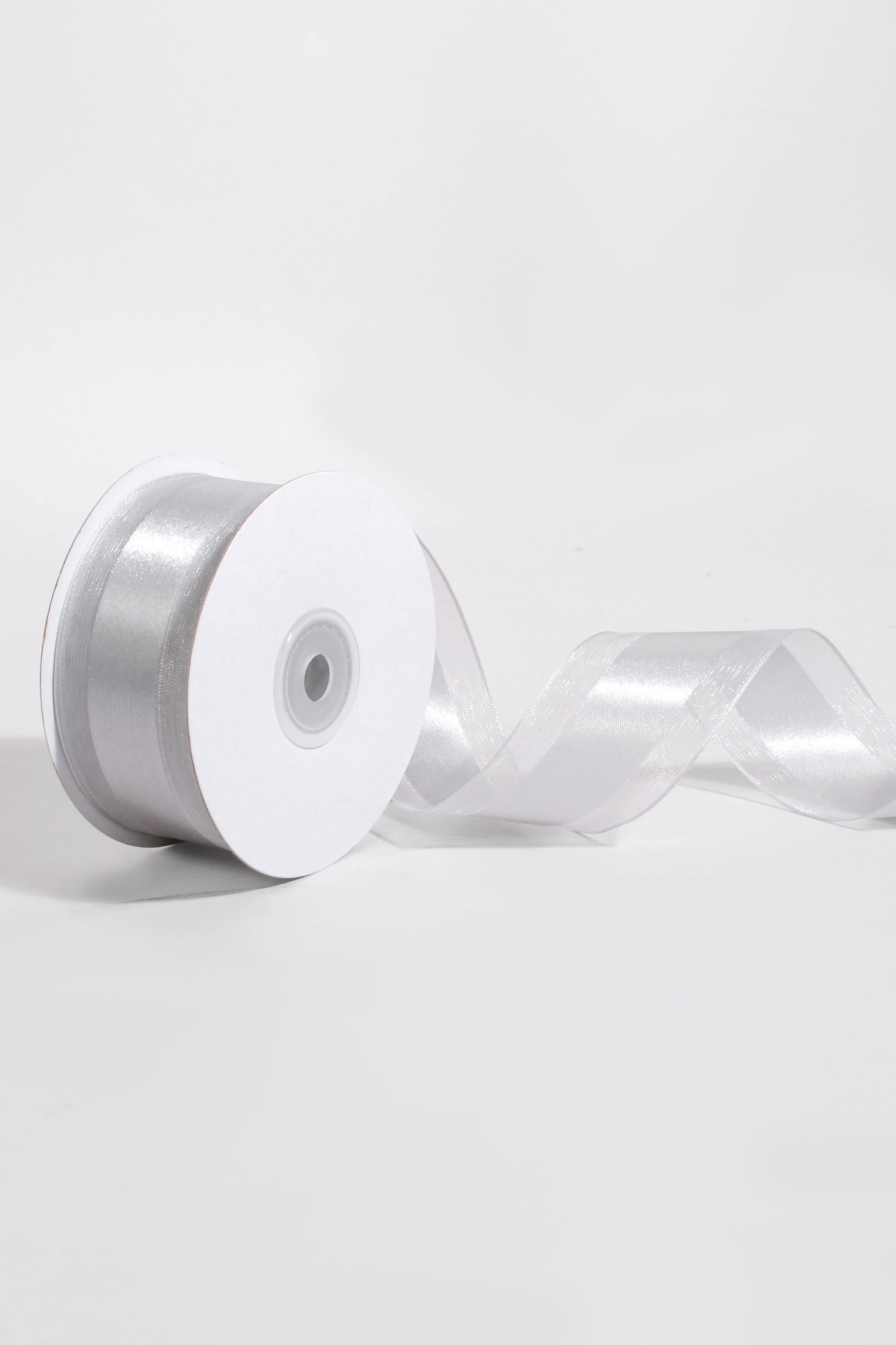 1.5 X 25Yds Organza W/Satin Middle Silver