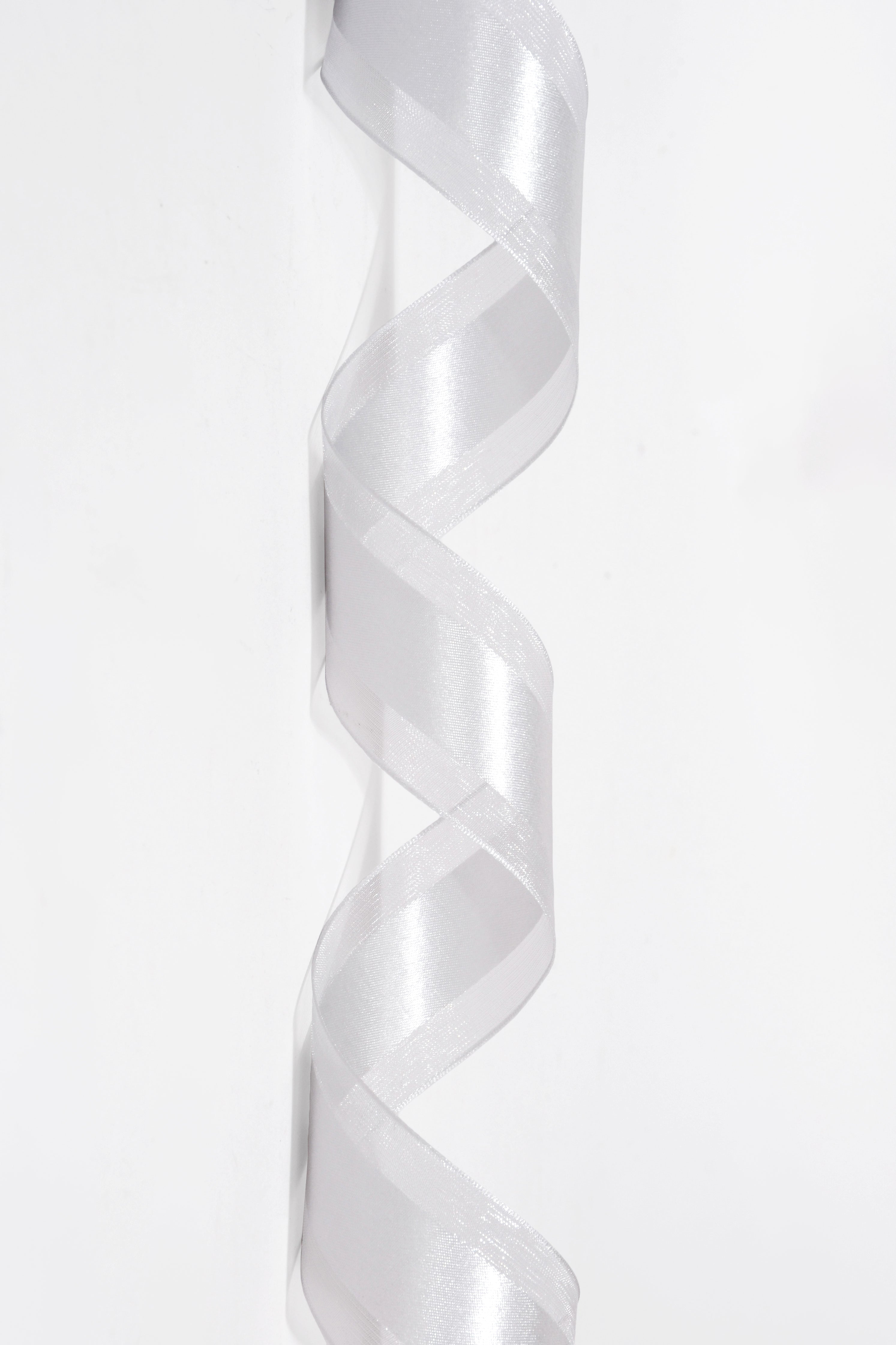 1.5 X 25Yds Organza W/Satin Middle Silver