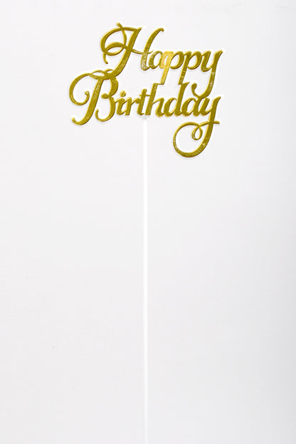 11 .5" Happy Birthday Pick Gold/White Pkg12