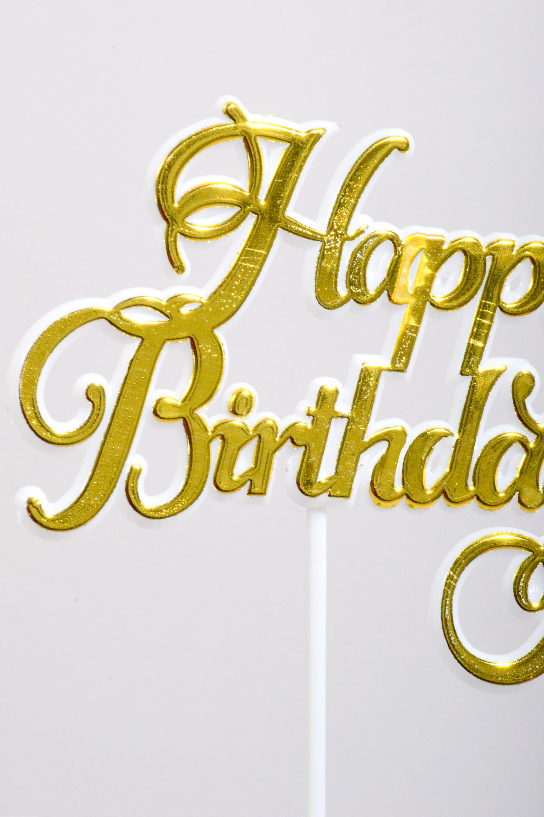 11 .5" Happy Birthday Pick Gold/White Pkg12