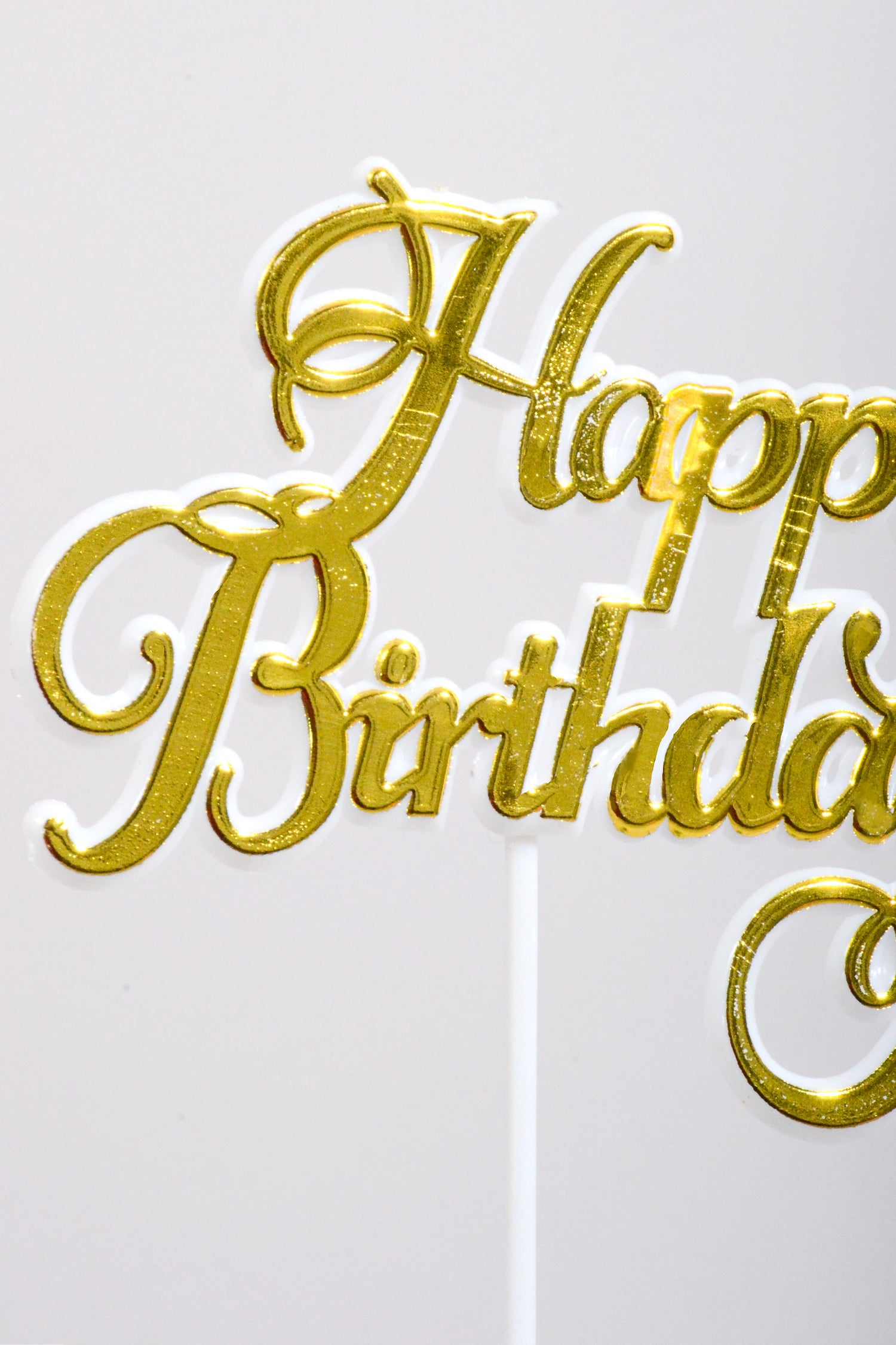 11 .5" Happy Birthday Pick Gold/White Pkg12