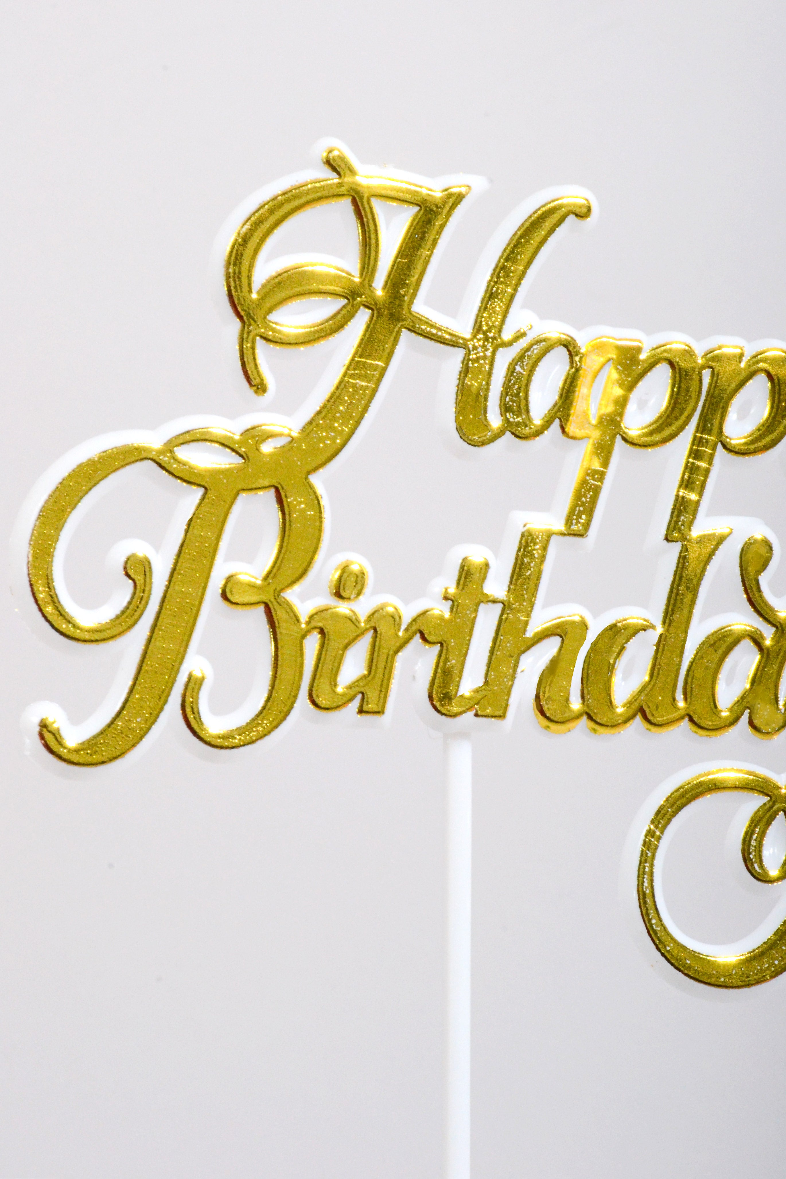11 .5" Happy Birthday Pick Gold/White Pkg12