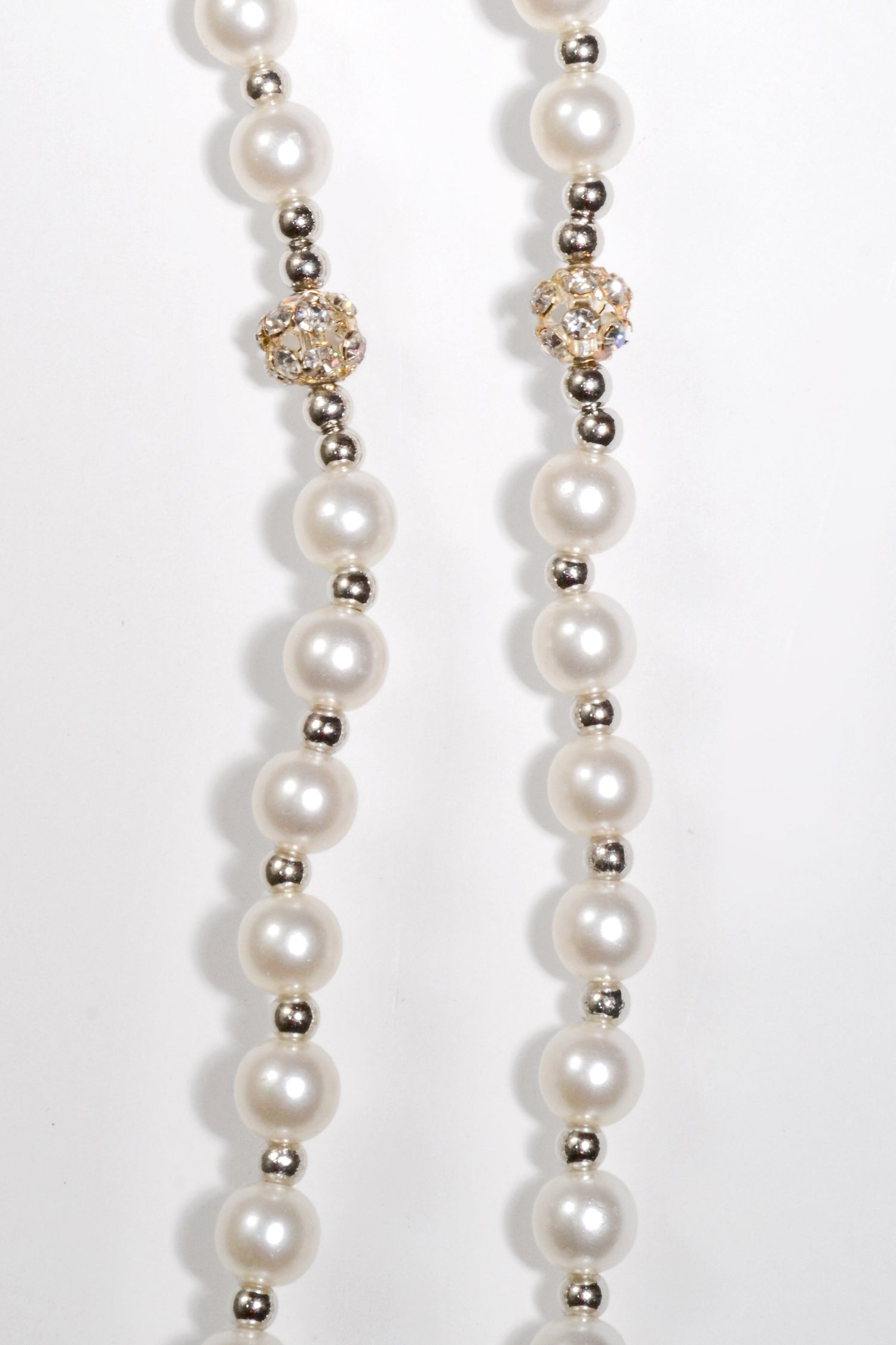 17" x  8MM Glass Pearl Rosary White