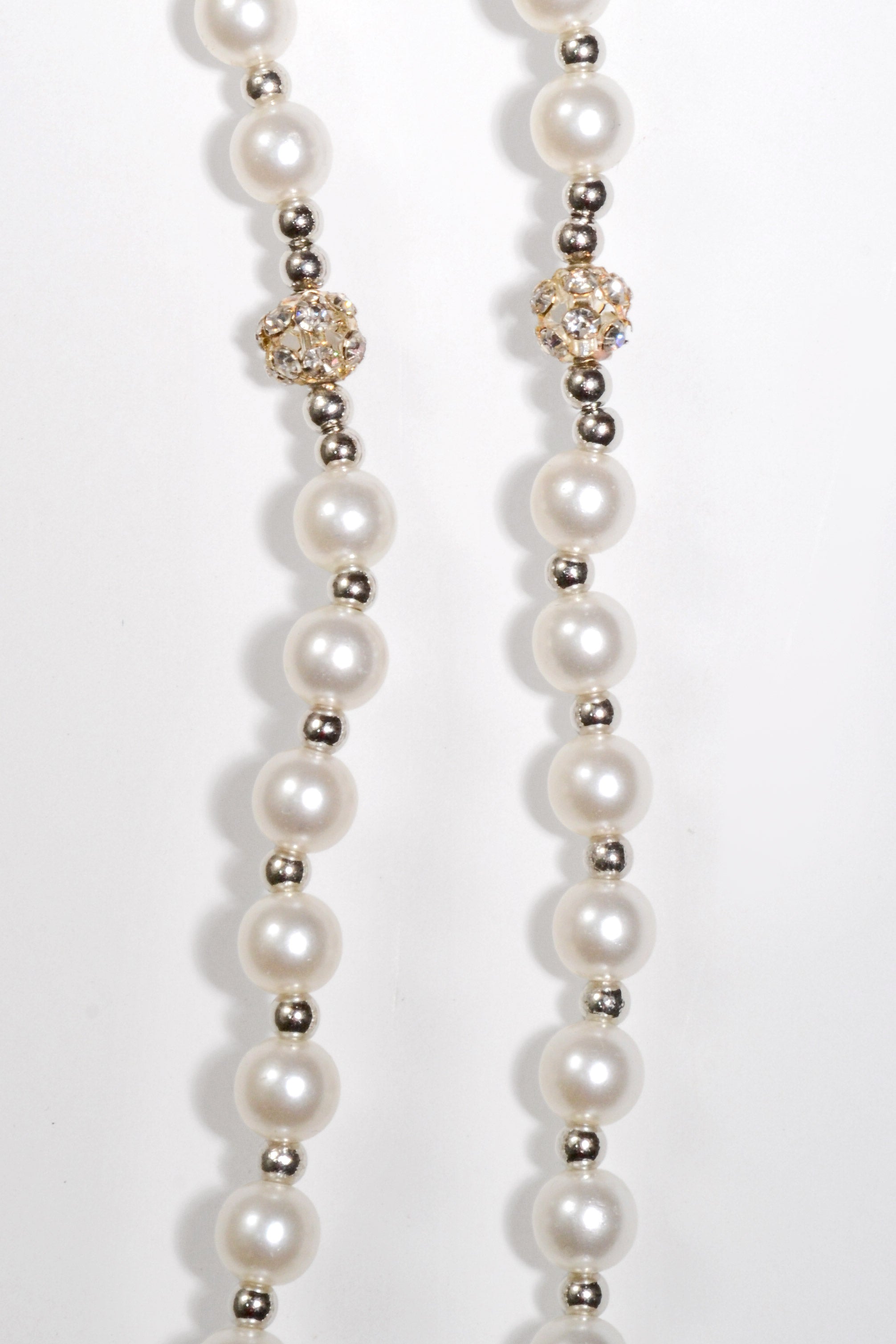 17" x  8MM Glass Pearl Rosary White