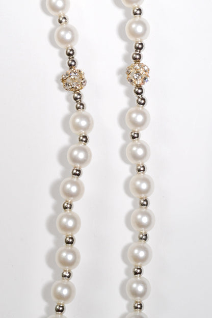 17" x  8MM Glass Pearl Rosary White