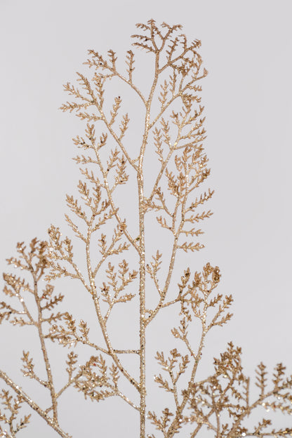 29" Artificial Glittered Cedar Spray Gold