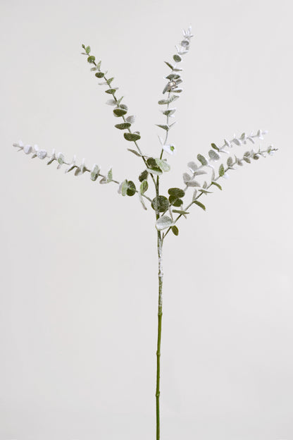 29" Glitter Snow Eucalyptus Spray White/Green