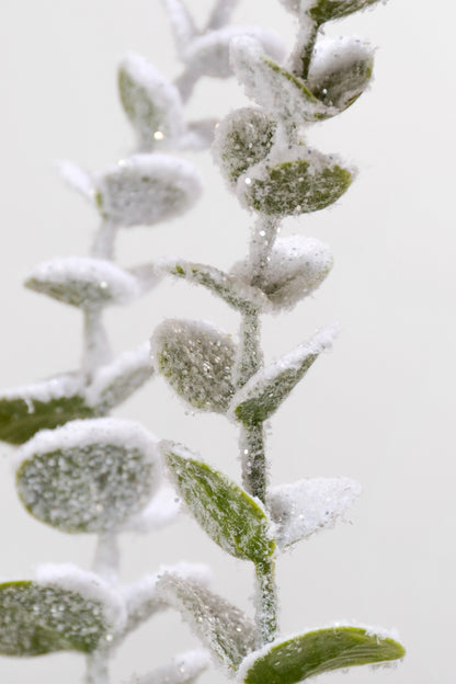 29" Glitter Snow Eucalyptus Spray White/Green