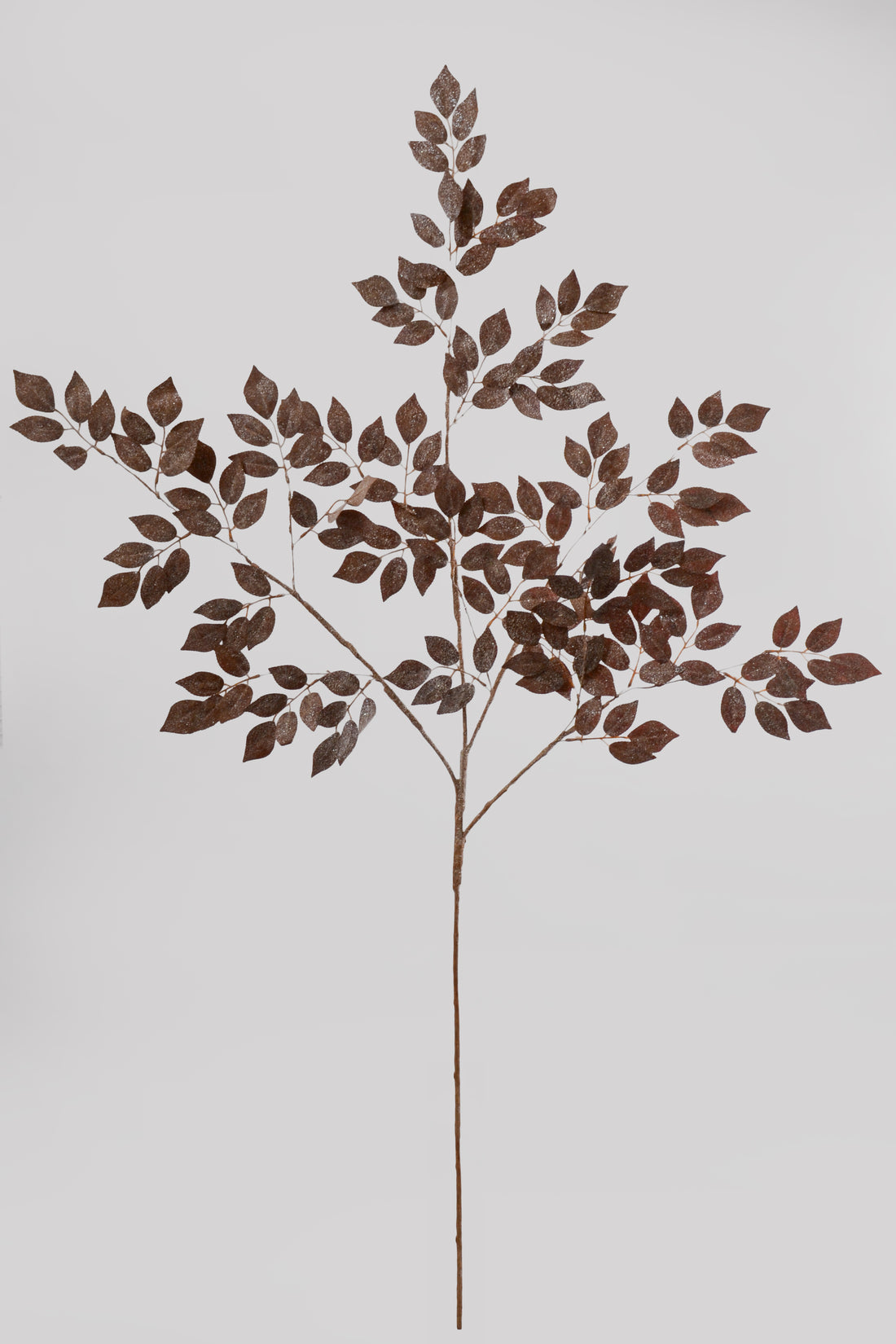 52" Glittered Rose Leaf Spray Brown
