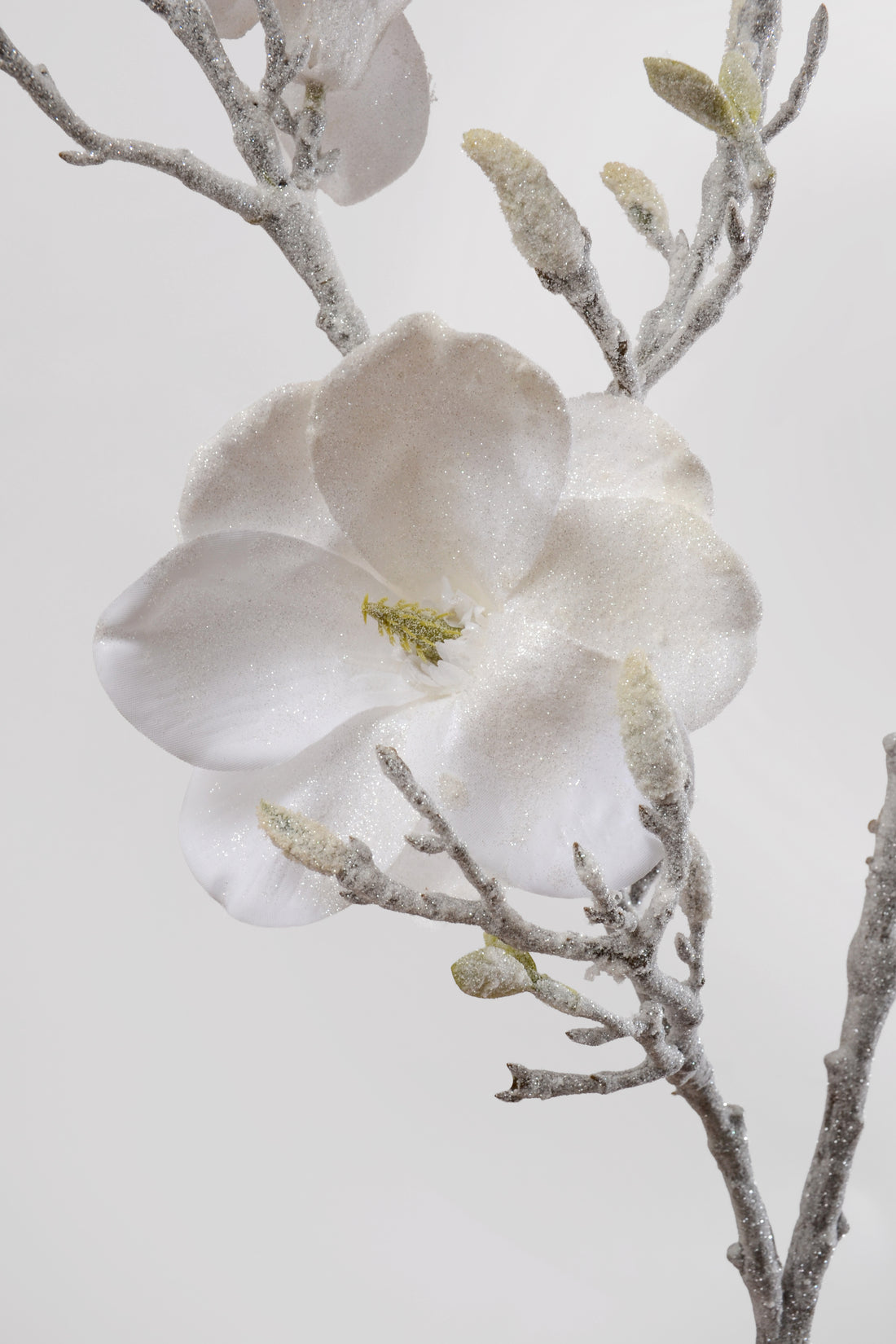 53.5" Glittered Magnolia Spray White