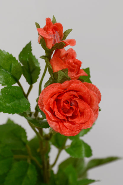 10" Mini Artificial Rose Bush Salmon