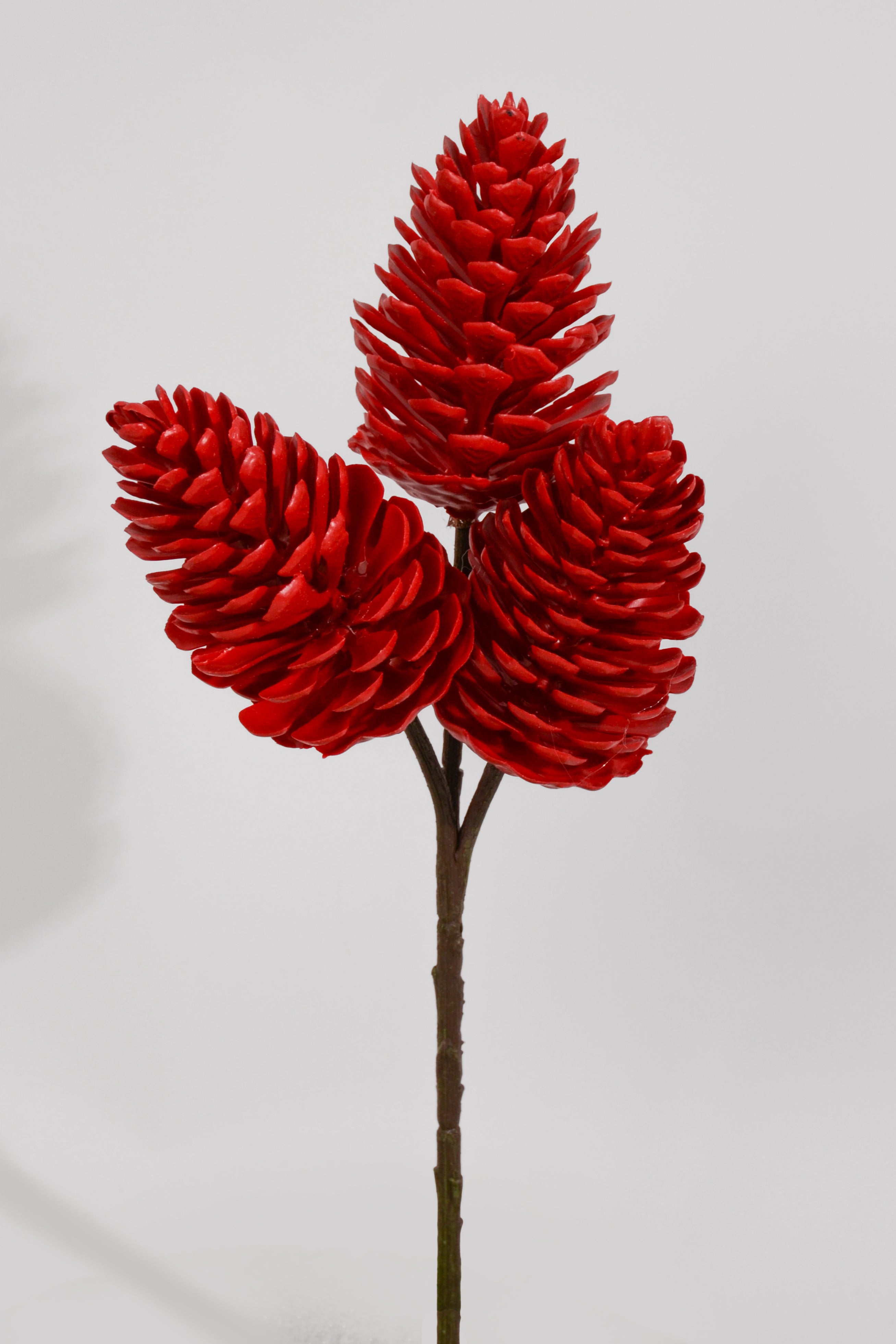 12" Plastic Pine Cone Pick Red