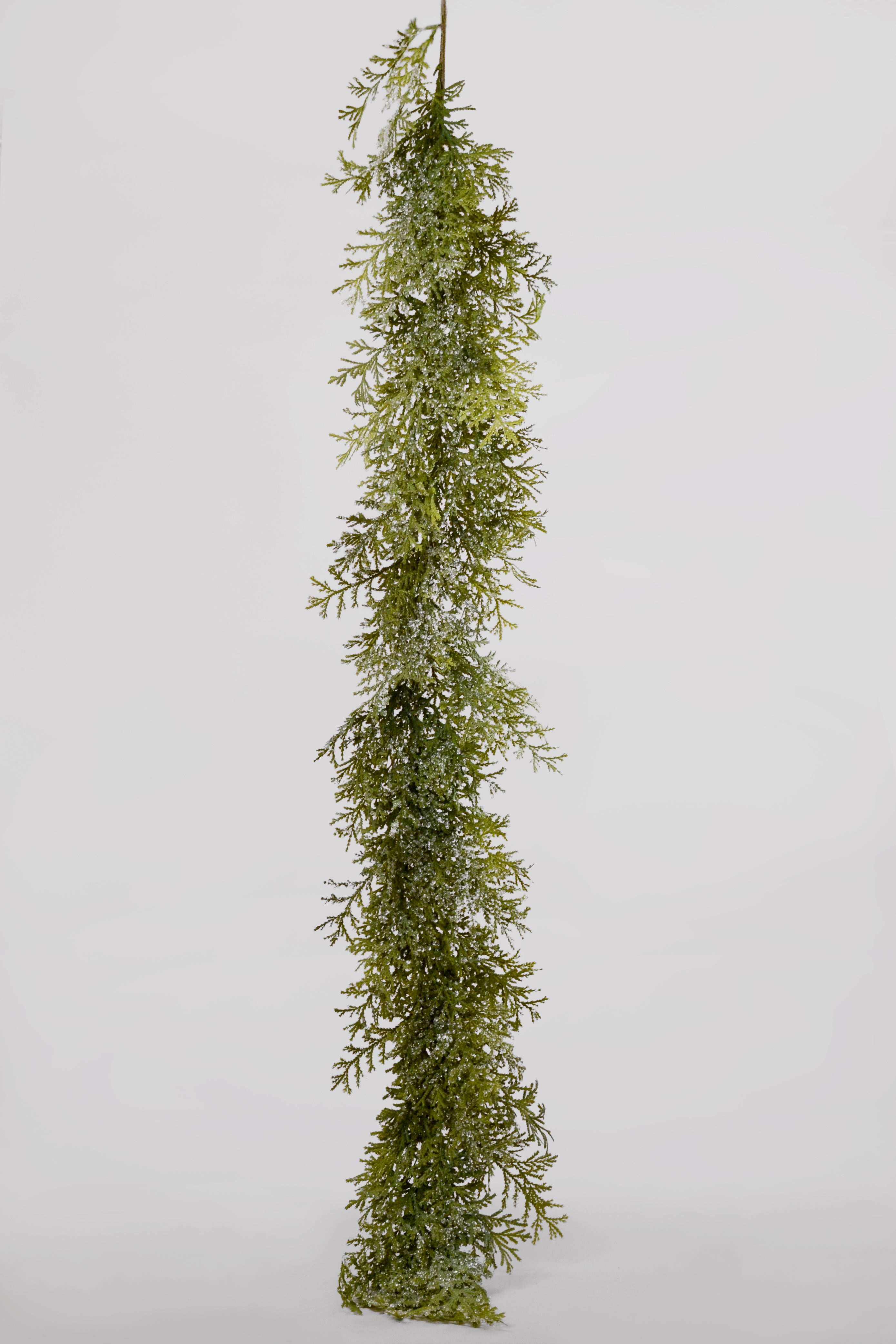 6Ft Iced Cedar Garland Green/Cristal White
