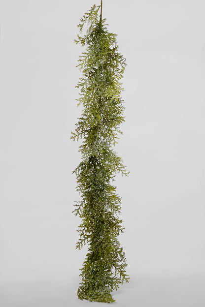 6Ft Iced Cedar Garland Green/Cristal White