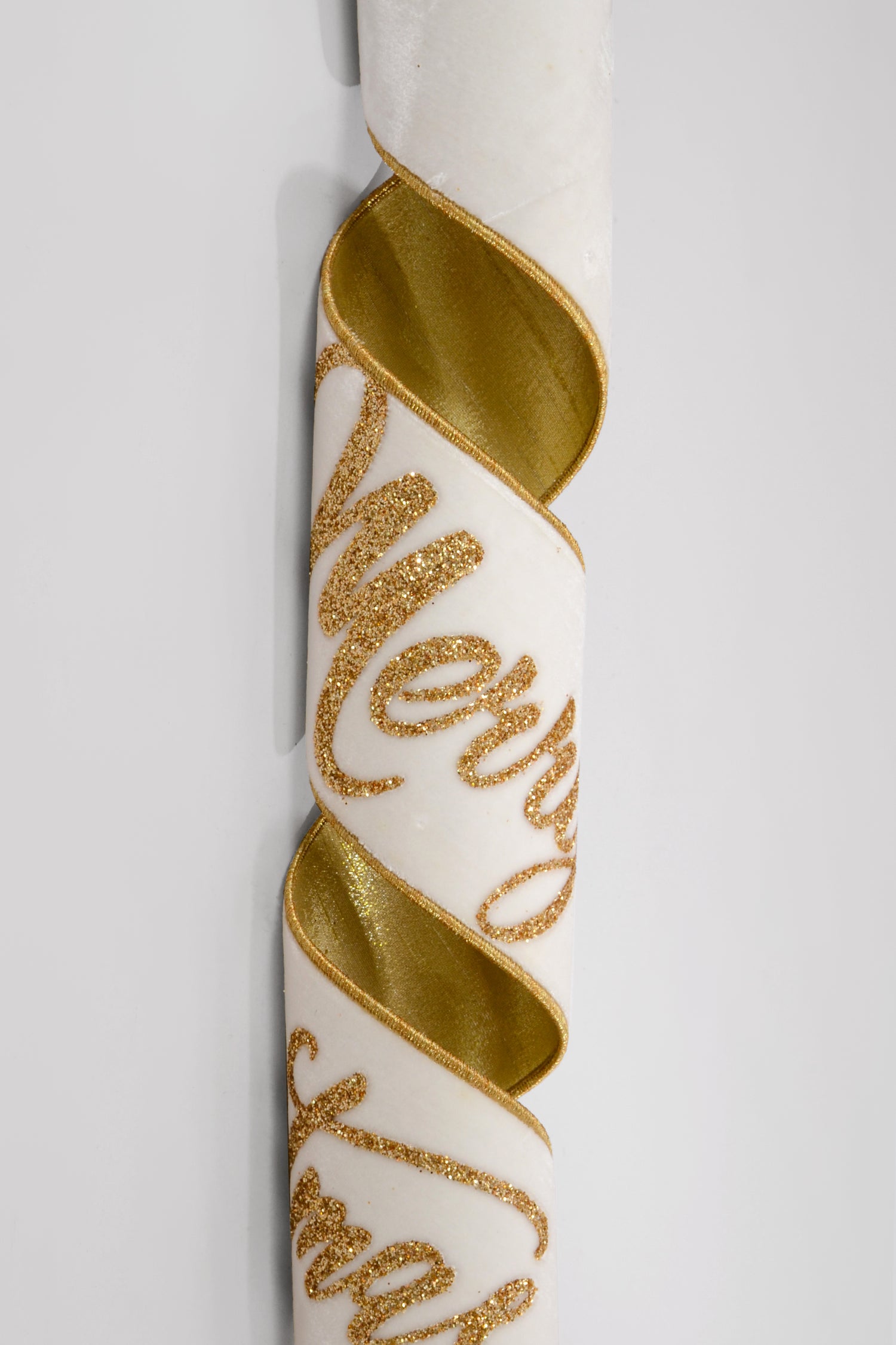 6" X 70" Velvet Gold Glitter Christmas Banner Winter White