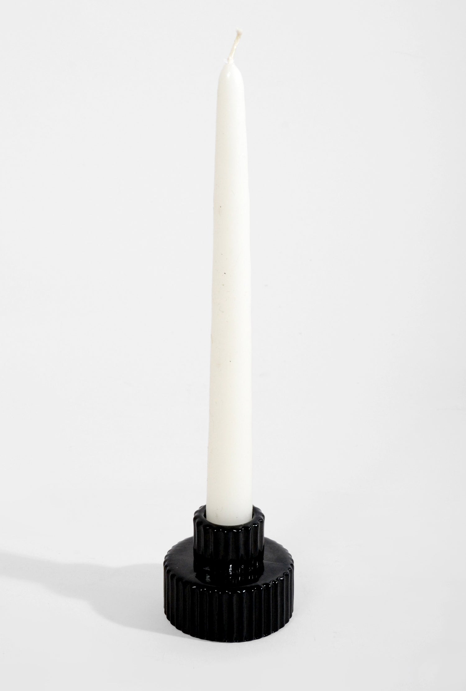 2" Reversible Glass Candle Holder Black