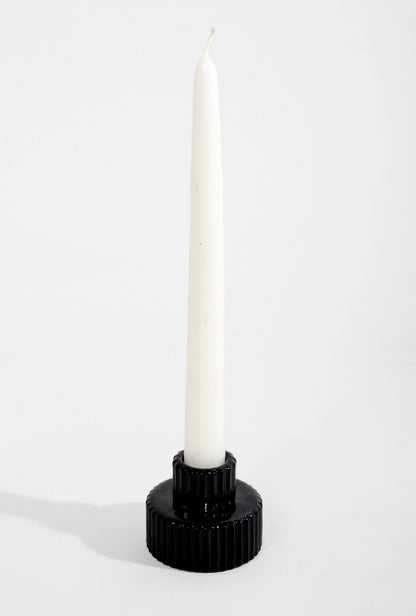 2" Reversible Glass Candle Holder Black