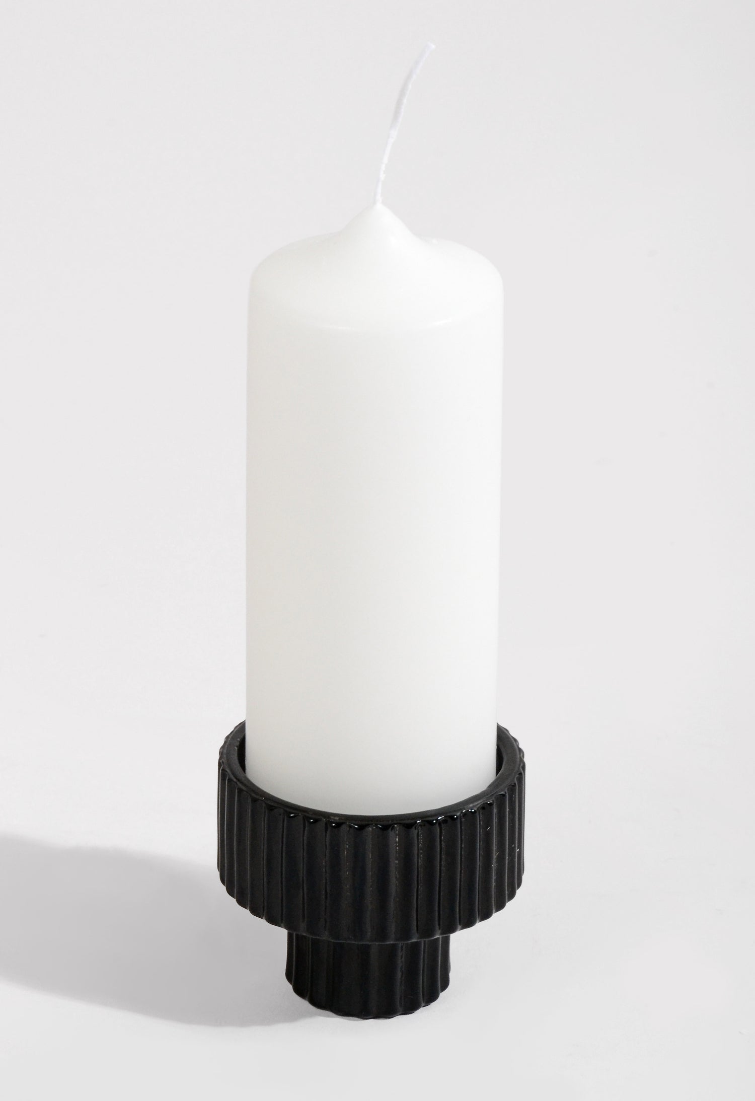 2" Reversible Glass Candle Holder Black