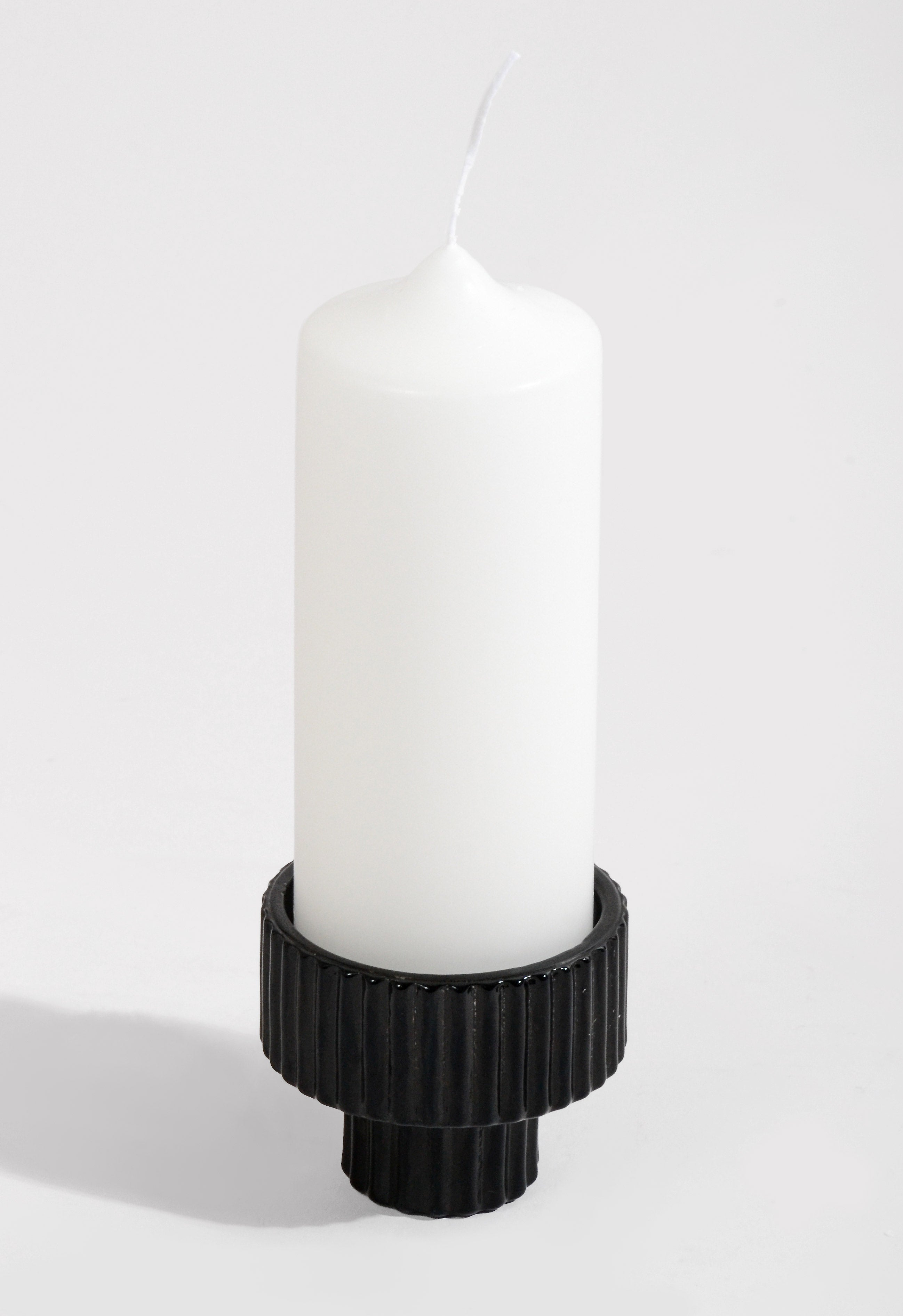 2" Reversible Glass Candle Holder Black