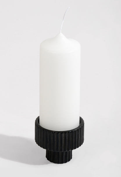 2" Reversible Glass Candle Holder Black