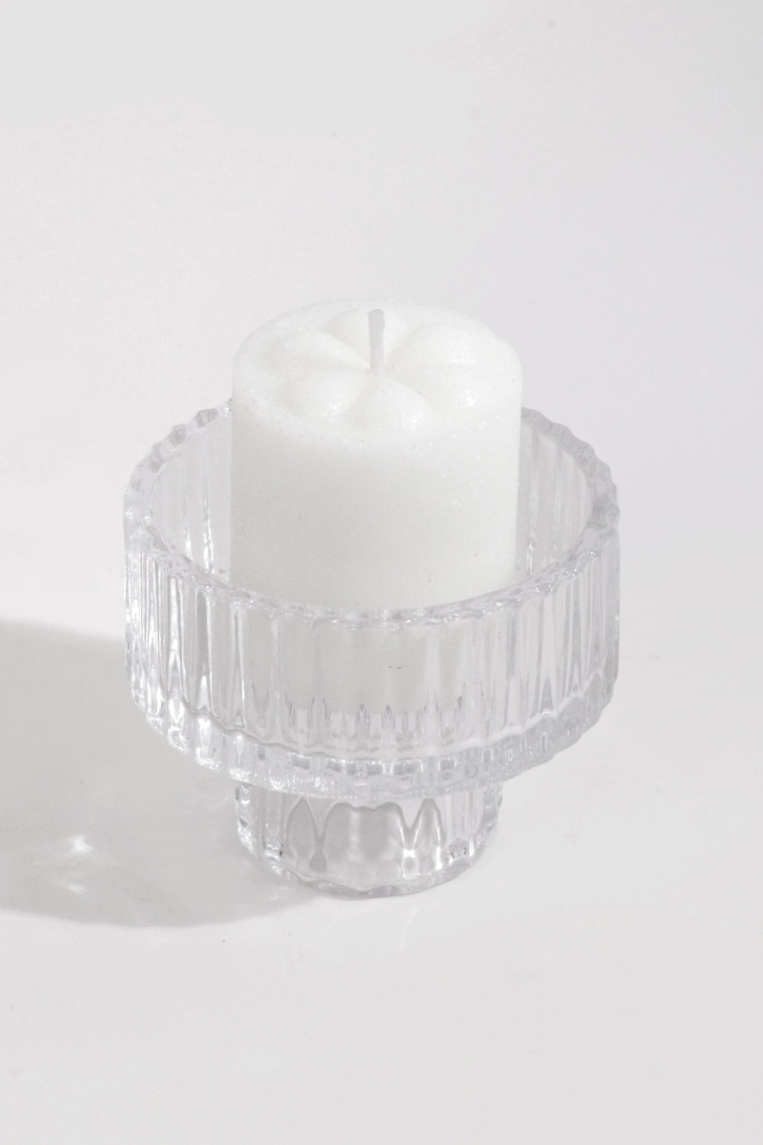 2" Reversible Glass Candle Holder Clear