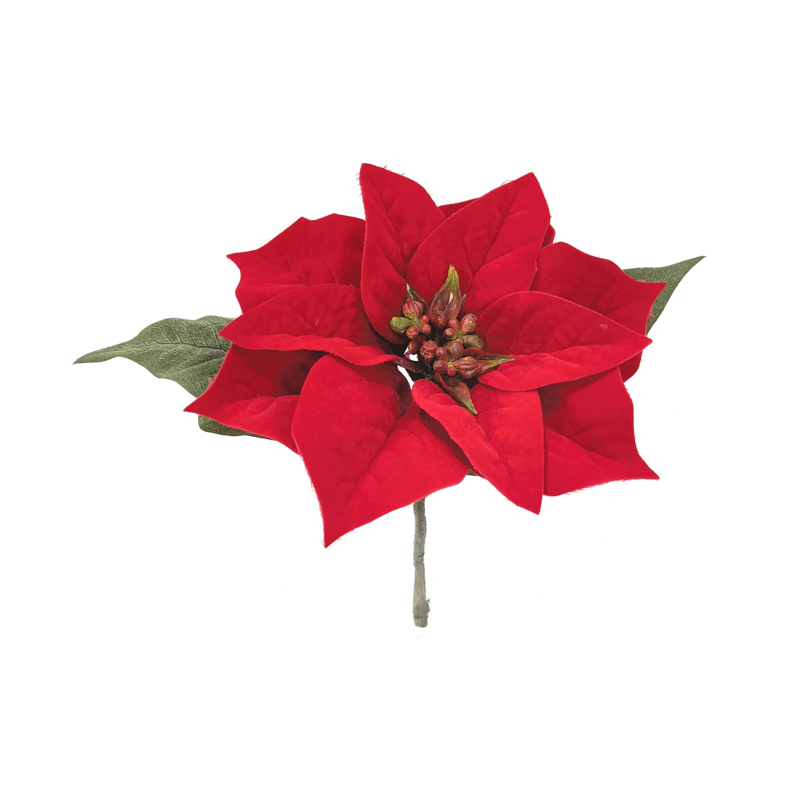 10" Poinsettia Pick Red