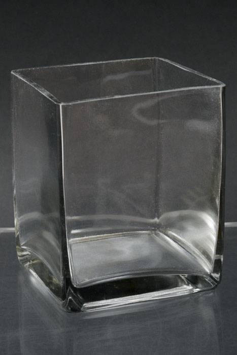 4" X 4" X 5" Glass Squared Vase Clear
